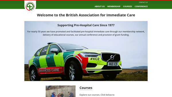 Screenshot of the British Association For Immediate Care website
