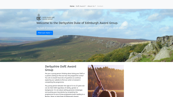 Screenshot of the Derbyshire Dofe Award Group website