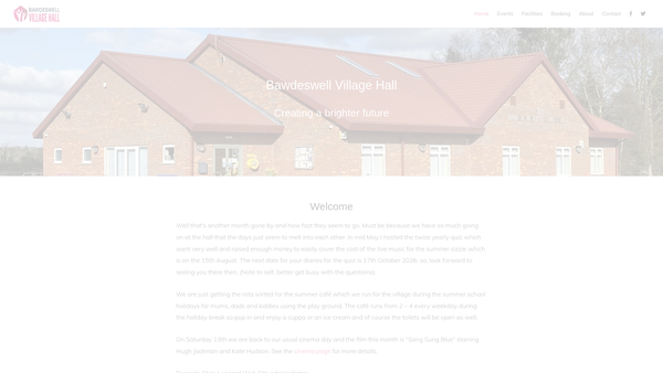 Screenshot of the Bawdeswell Village Hall website