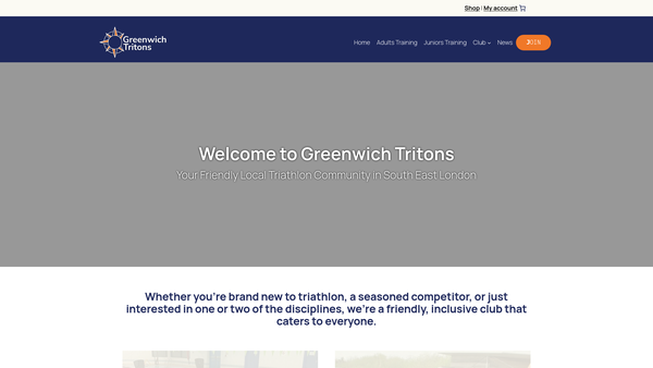 Screenshot of the Greenwich Tritons website