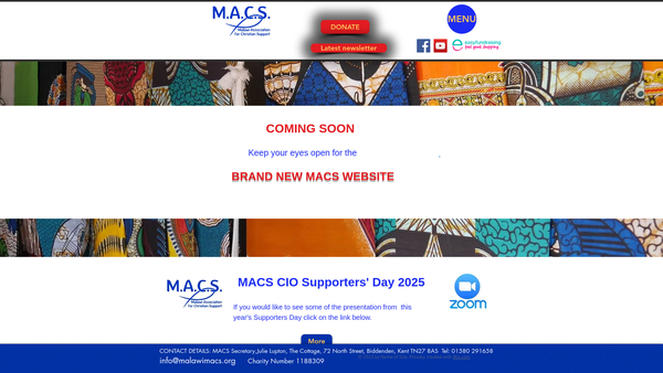 Screenshot of the Malawi Association For Christian Support CIO website
