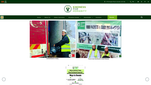 Screenshot of the Kindness For Humanity website