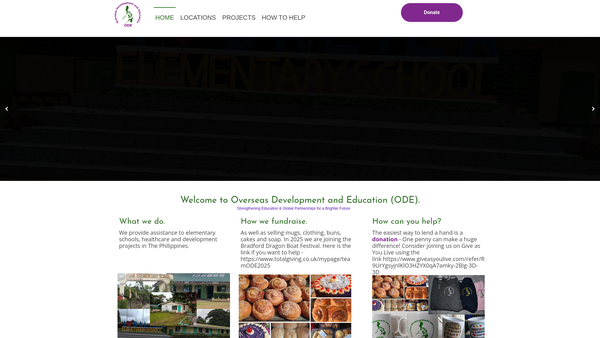 Screenshot of the Overseas Development And Education (Ode) website