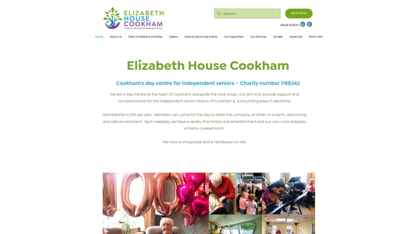 Screenshot of the Elizabeth House Cookham website