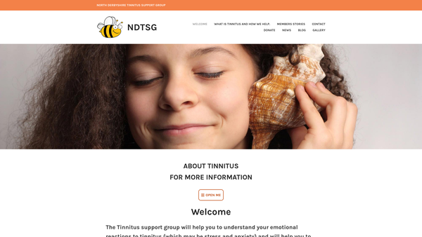 Screenshot of the Chesterfield & North Derbyshire Tinnitus Support Group website