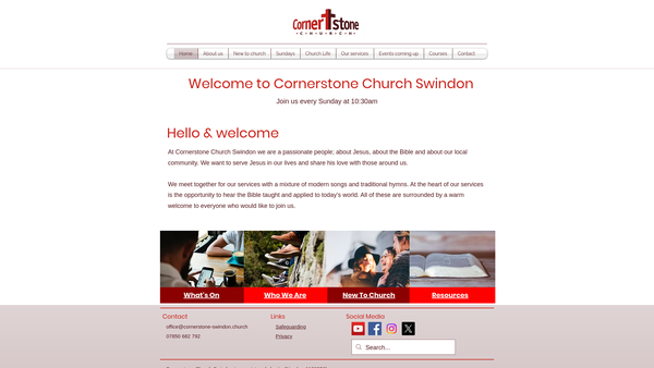 Screenshot of the Cornerstone Church Swindon website