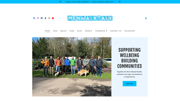 Screenshot of the Men Walk Talk website