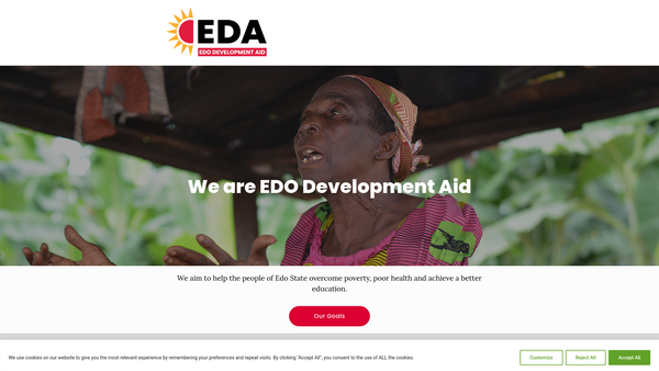 Screenshot of the Edo Development Aid Limited website