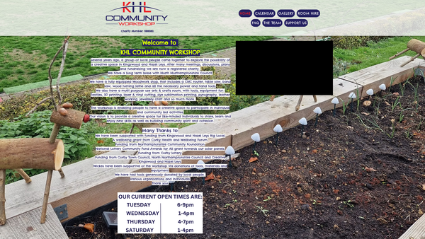 Screenshot of the Kingswood Hazel Leys Community Workshop (KHL Community Workshop) website