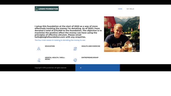 Screenshot of the Leighs Foundation website