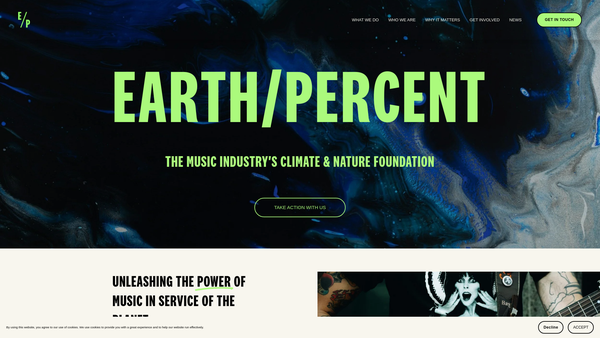 Screenshot of the Earthpercent website