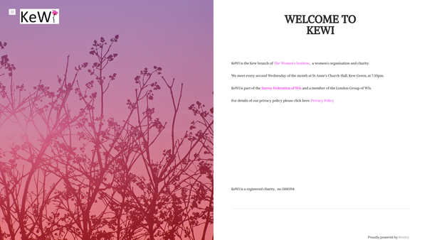 Screenshot of the The Kewi Women's Institute website