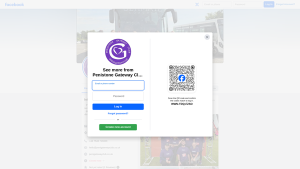 Screenshot of the Penistone Gateway Club website