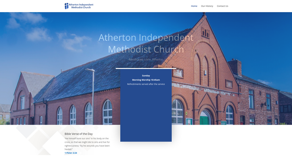 Screenshot of the Atherton Independent Methodist Church website