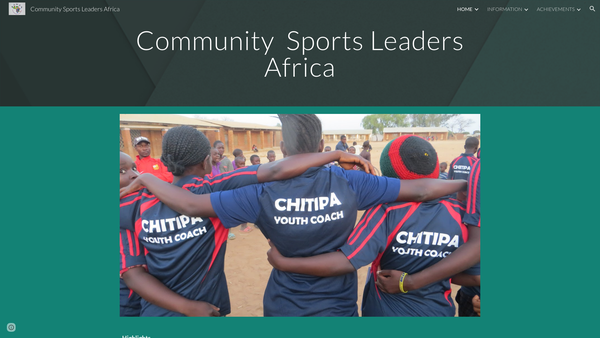 Screenshot of the Community Sports Leaders Africa website