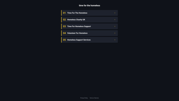 Screenshot of the Time For The Homeless website