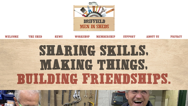 Screenshot of the Men In Sheds Driffield website