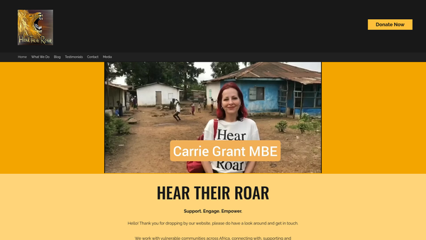Screenshot of the Hear Their Roar website