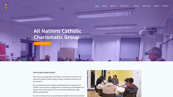 Screenshot of the All Nations Catholic Charismatic Group website