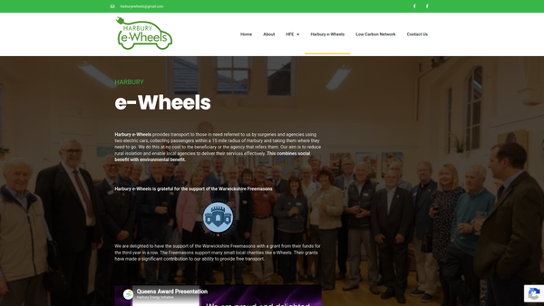 Screenshot of the Harbury E-Wheels website
