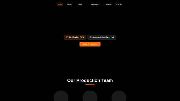Screenshot of the Manor Musical Theatre Company website