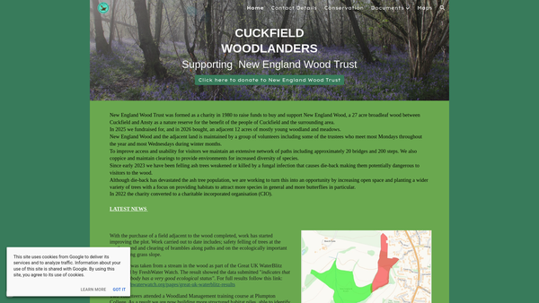 Screenshot of the New England Wood Trust website
