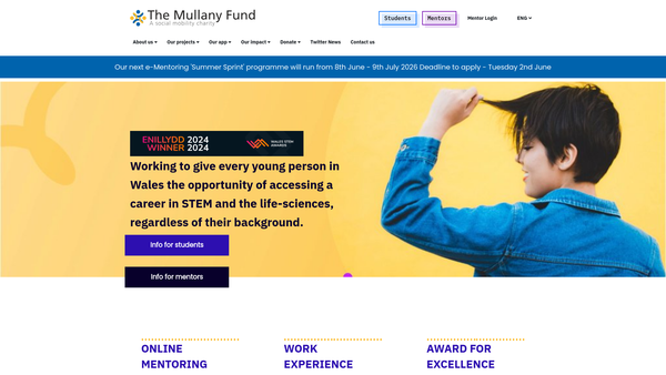 Screenshot of the The Mullany Fund website