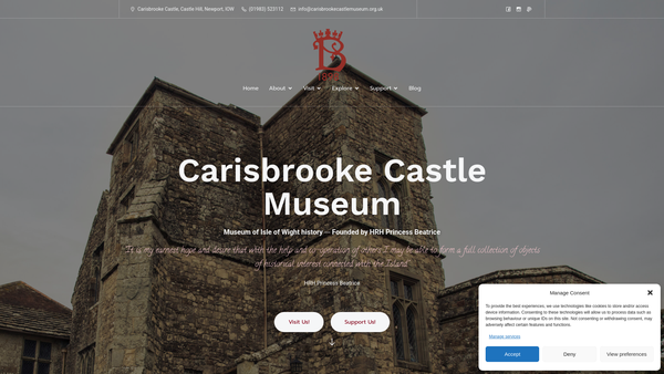 Screenshot of the Carisbrooke Castle Museum website