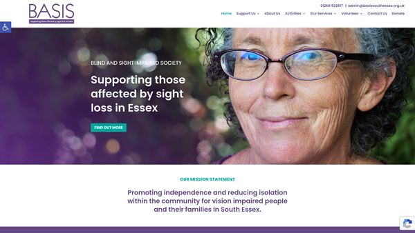 Screenshot of the Blind And Sight Impaired Society (Basis) website