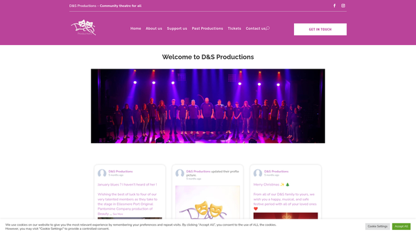 Screenshot of the D&s Productions website
