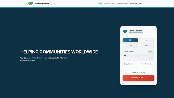Screenshot of the Muslim Project foundation website