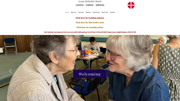 Screenshot of the Lymm Methodist Church website