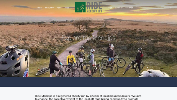 Screenshot of the Ride Mendips website