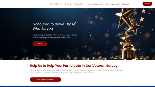 Screenshot of the UK Veterans Hearing Foundation website