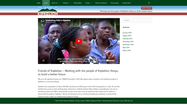 Screenshot of the Friends Of Kipkelion website