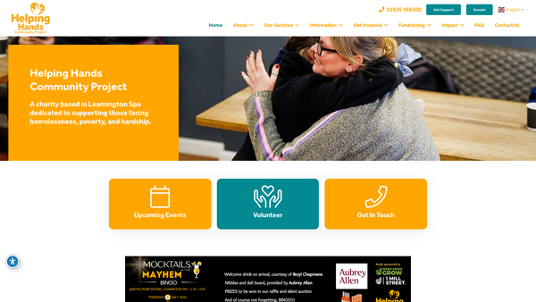 Screenshot of the Helping Hands Community Project website
