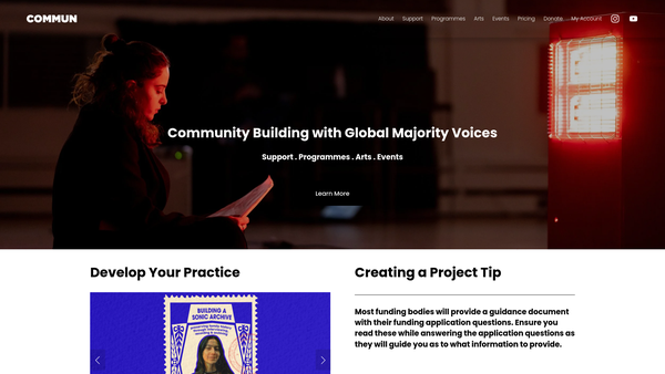 Screenshot of the Comm.un website