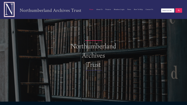 Screenshot of the Northumberland Archives Charitable Trust website
