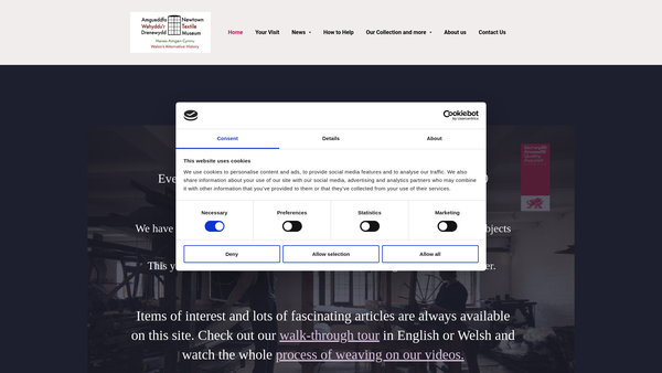 Screenshot of the Newtown Textile Museum website