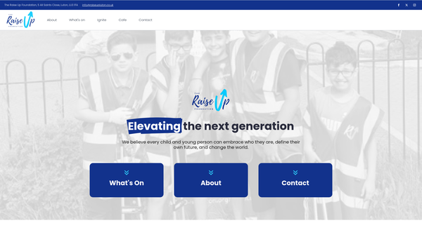 Screenshot of the The Raise Up Foundation website