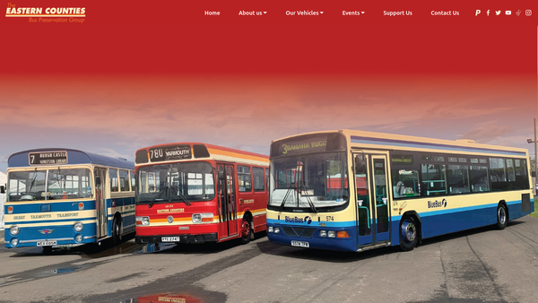 Screenshot of the The Eastern Counties Bus Preservation Group website