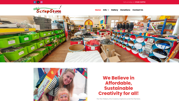 Screenshot of the Hull Scrapstore website