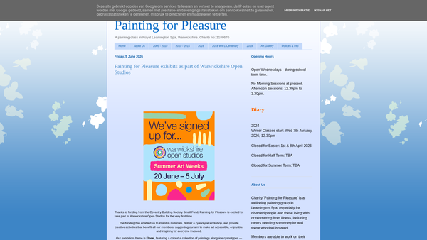 Screenshot of the Painting For Pleasure website