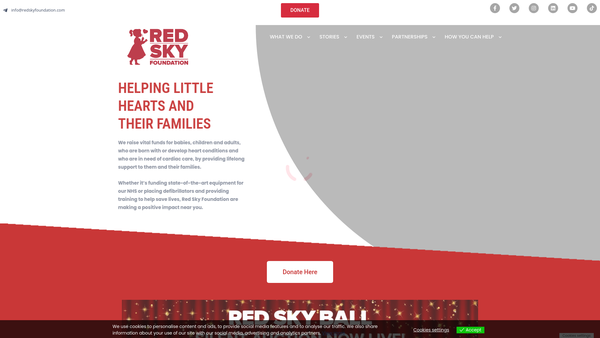 Screenshot of the Red Sky Foundation website