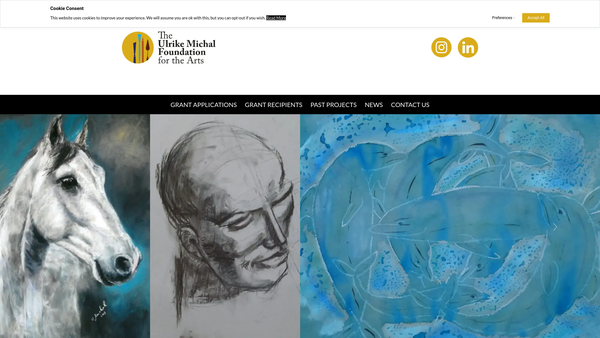 Screenshot of the The Ulrike Michal Foundation For The Arts website