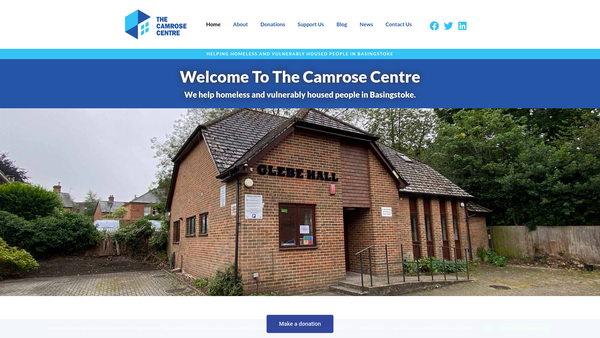 Screenshot of the Camrose Centre Basingstoke website