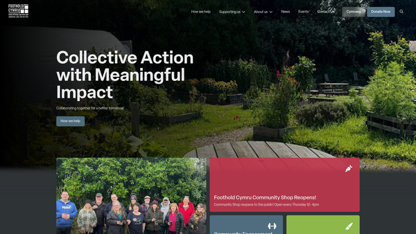 Screenshot of the Foothold Cymru website