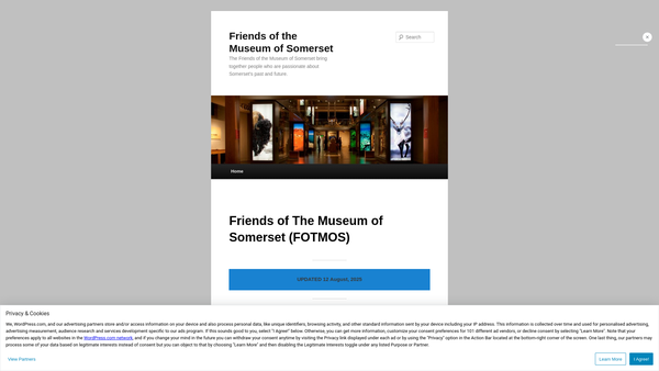 Screenshot of the The Friends Of The Museum Of Somerset website