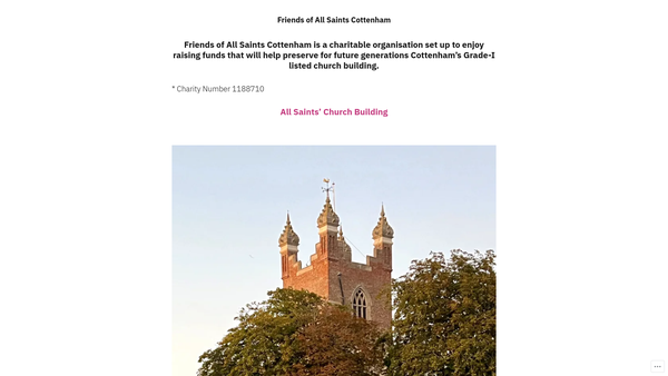 Screenshot of the Friends Of All Saints Cottenham website