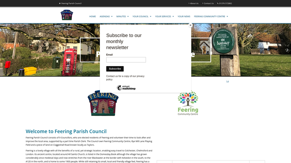 Screenshot of the Feering Community Centre website